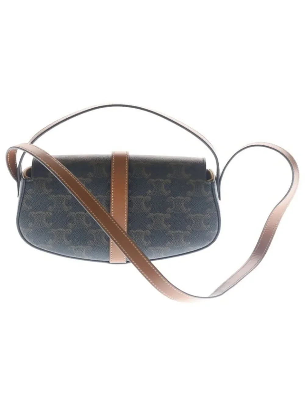 Celine Triomphe Tab Mini Shoulder Bag Pochette Brown Leather Gold - Picture 2 of 6